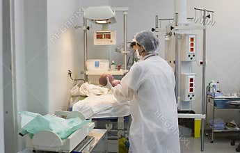 Newborn baby in delivery room