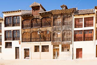 Wooden houses at Plaza del Coso, PeÃ±afiel, Spain