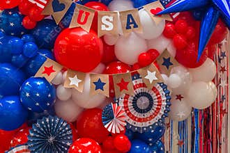 Bright American colors balloon background