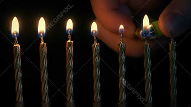 Birthday Candles Are Lit In Row