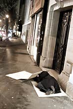 Parisian night, beggar