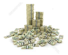 Big pile of the money. Green dollars USA 3D
