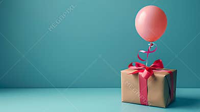 gift birth day boc with red balloon