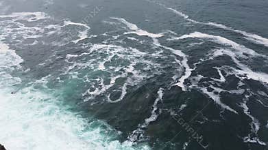 View from a quadcopter of waves in the ocean in northern Spain