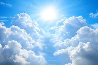 An AI stairway to heaven. A stairway through the clouds to the light of the heavenly realm