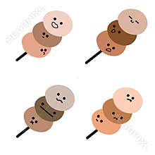 Pastel Takoyaki Street Food Vector Various Expressions Cute Line Art Minimalist Design (4 Vectors)
