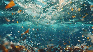 Plastic waste and microplastics pollute the ocean ecosystem during daylight hours