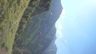 Paragliding Mountains Landscape, Skydiving in the French Alps, Picturesque View