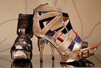 High-heeled shiny shoes