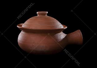 Thai tradition clay pot on black background