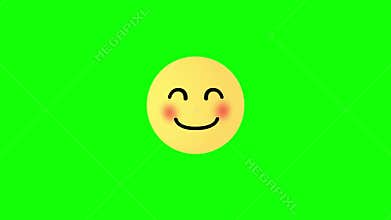 Cheerful Blushing Emoji with a Warm Smile and Closed Eyes with Green Background