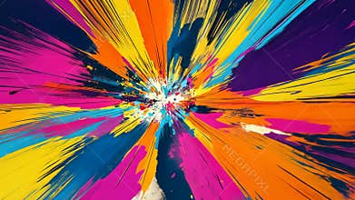 explosion of colorful abstract paint splatter, dynamic burst. creative art concept