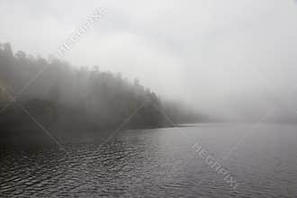 Misty morning on Lake Ladoga