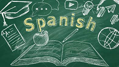 Learning Spanish. Animated illustration