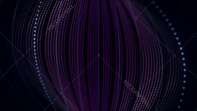 Looped abstract background with futuristic structure spinning with purple blue glow effect