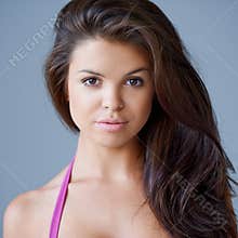 Adorable brunette girl with long hair