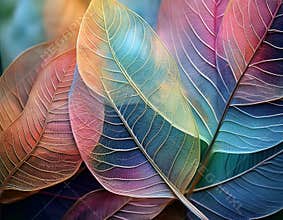 Semi Transparent Leaf Skeletons Layered Design Emphasizing Delicate Structures