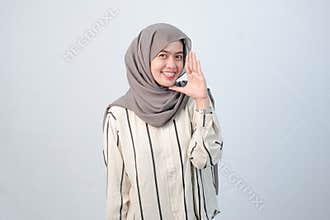 Body expression of Indonesian Asian woman wearing hijab