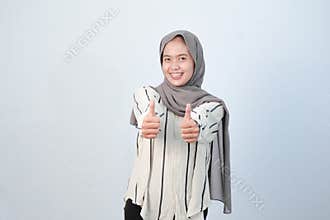 Body expression of Indonesian Asian woman wearing hijab