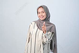 Body expression of Indonesian Asian woman wearing hijab