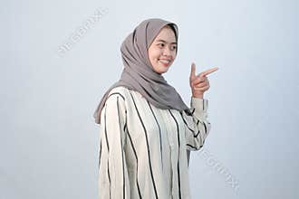 Body expression of Indonesian Asian woman wearing hijab