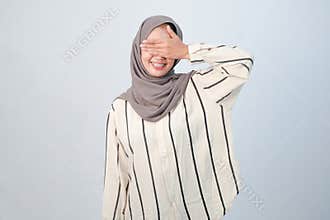 Body expression of Indonesian Asian woman wearing hijab