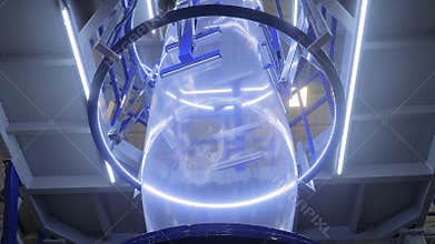 Bubble cage of blown plastic film extrusion machine at exhibition, trade show