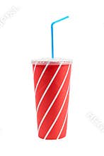 Soda drink with blue straw