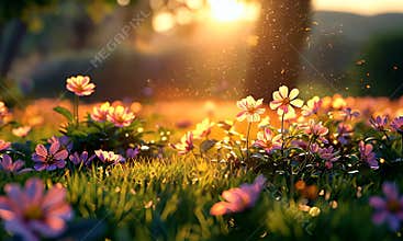 Sunset Meadow Flowers