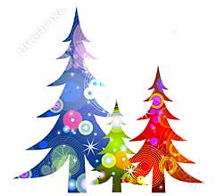 Retro Christmas Trees Clip Art