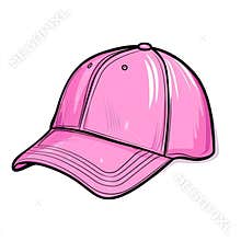 The pink hat snapback cap backwards is doodled in a modern style