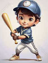 Child playing baseball cartoon