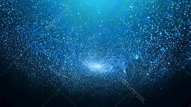 A vast starry sky with a multitude of blue particles scattered across a dark expanse. video