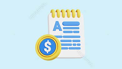 Paid Article animated 3d icon.