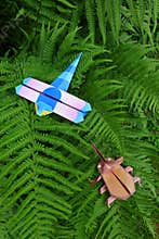 Origami insects - dragon fly & beetle
