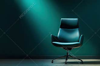 Sleek modern chair in minimalistic office with moody lighting