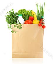 Fresh healthy groceries in a bag