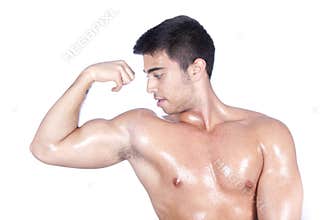 Showing biceps