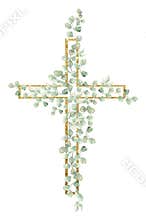 Watercolor Easter Cross Clipart, Religious illustration, Eucalyptus cross, Baptism clip art, Holy Spirit clipart, greenery