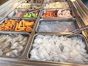 Fresh seafood menu market shop , Shrimp , Fish , pork.