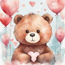 Generative AI. teddy bear holding a heart