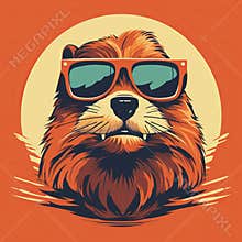 Funky Dog In Vintage Graphic Design With Ultra Detailed Style