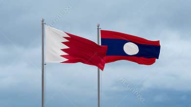 Laos and Bahrain flag