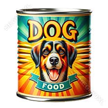 Dog food tin can product isolated on white transparent background