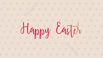 Easter greeting card happy easter in red cursive on beige background with dot pattern