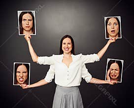 Woman with different emotional faces