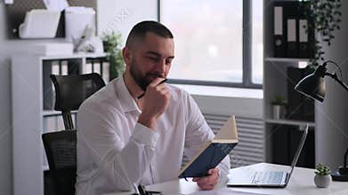Cheerful Employee Planning Daily Agenda