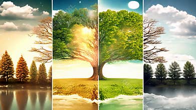 four seasons in a tree spring winter summer and autumn