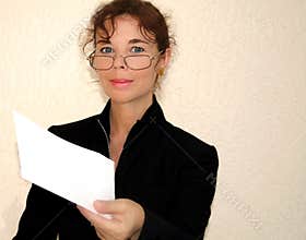 Woman holding envelope