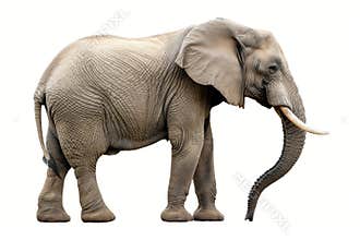 African Elephant Isolated on White